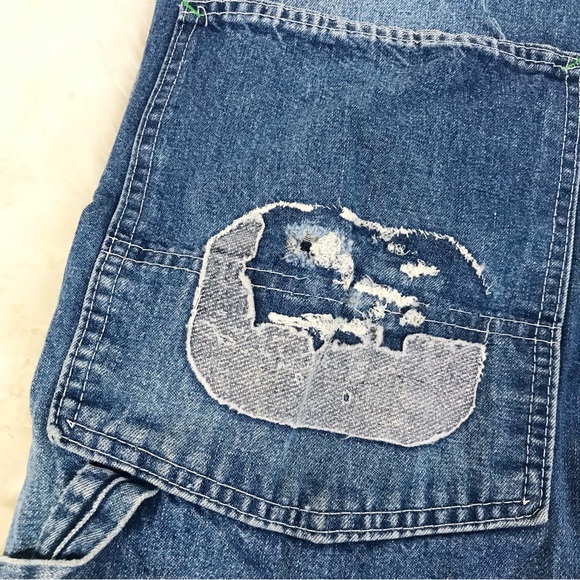BIG‎ SMITH Mens Distressed Denim Bib Overalls Chore Farm Carpenter Size 39 - Picture 10 of 16